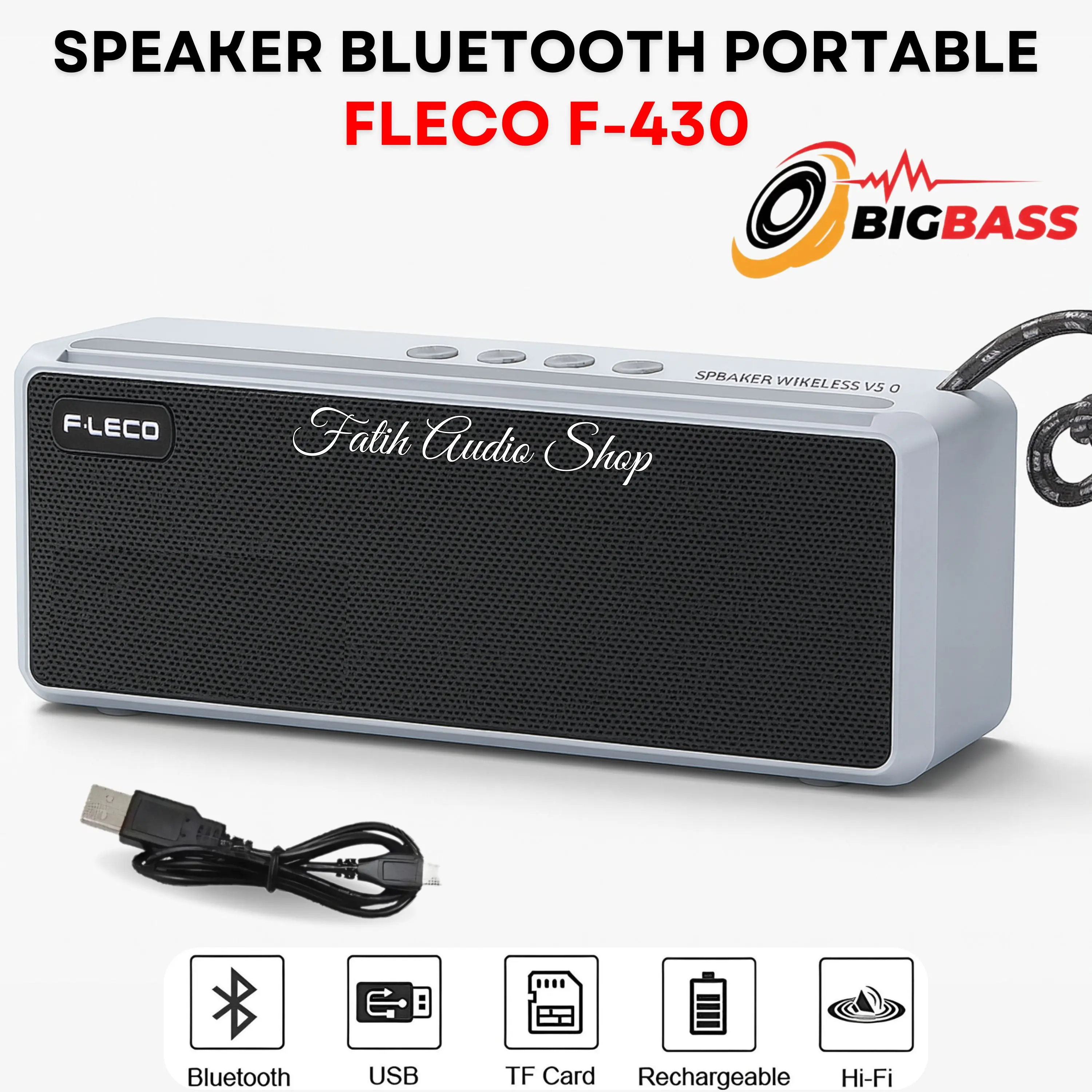 Speaker Bluetooth Fleco F-430 Suara Full Bass Dan Sangat Jelas | Speaker Portable Wireless V5.0 10W