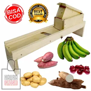 Parutan Serutan Pasah Alat Pengiris Keripik Singkong Ubi Tempe Pisang Kentang Bahan Serbaguna Pengupas & Pemotong Peralatan Dapur Kayu Tisuk Super Halus 30x12x12 cm - Besi