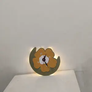 RC 198 Jam Dinding BUNGA BOHO AESTETIK LED  HOME Sweet Home  Hiasan dinding Ruang tamu/ kamar tidur