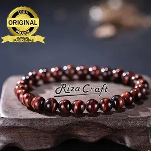 Gelang Batu Akik Tiger Eye Merah Mata Harimau Asli Kualitas Terbaik