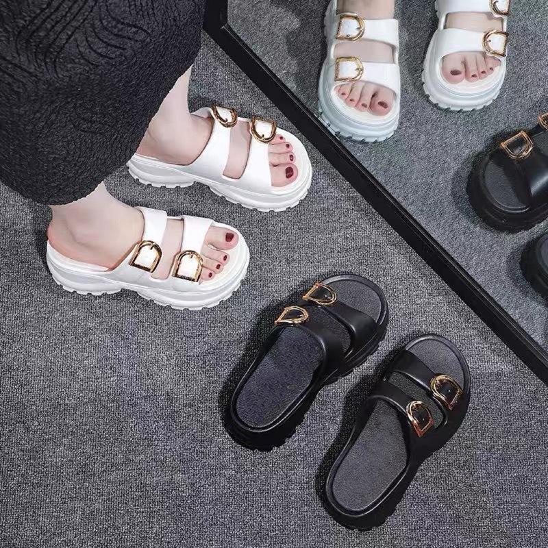 TEFANSY Sandal Wanita Kekinian Tinggi Sandal Fuji Wanita Wedges Korea Strap Dua Sandal Jelly Wanita 36-41 Kasual 5
