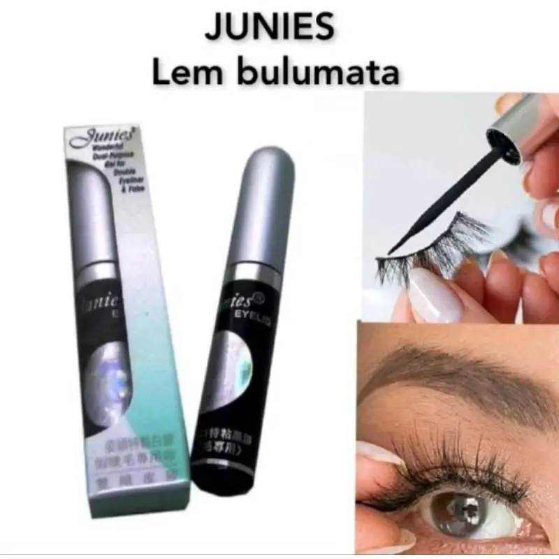 ￼LEM BULU MATA JUNIES HITAM dan Pinset Tweezer Lurus Bengkok / Jepitan Pinset Bulumata / Pinset Sticker Journal/ Eyelash Extension Pinset Serbaguna Pinset 0