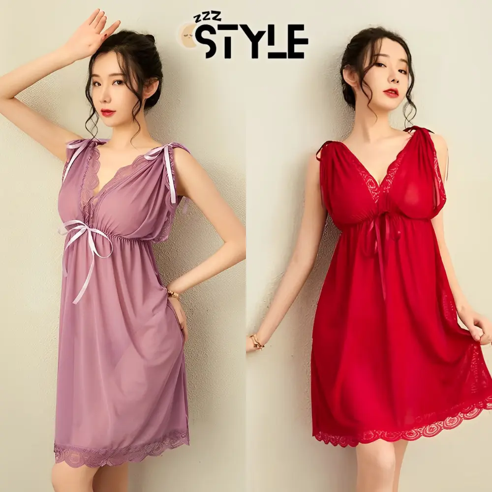 ZzzStyle Lingerie Set Kimono Jumbo Wanita Sexy V Neck Daster Jumbo + G String Model Babydoll 1251