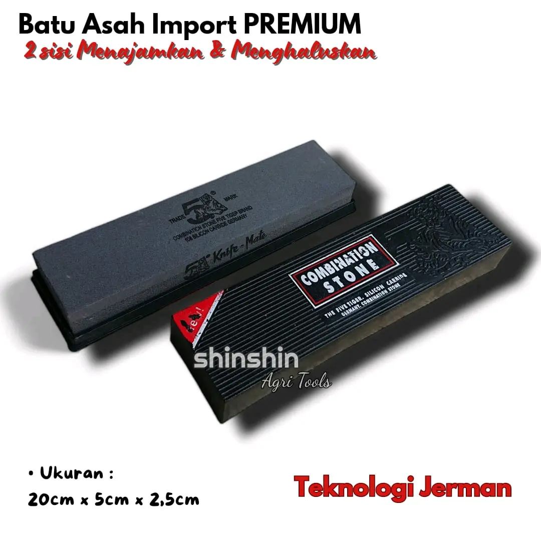Batu Asah Pisau Import Cap 5 Tiger ASLI - Ungkal Asahan Batu Kombinasi Kasar Halus - Asahan Batu/ GRATIS 100++ BENIH KANGKUNG