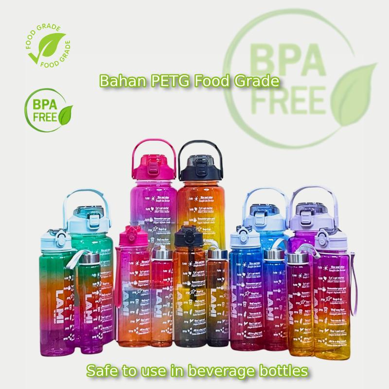 Product Introduction of FoodGrade Botol Beranak 2 Liter + 1000ml + 500ml Botol Minum Viral 1 set BPA FREE Plastik Putih Sedotan Bottles Kitchenware 12