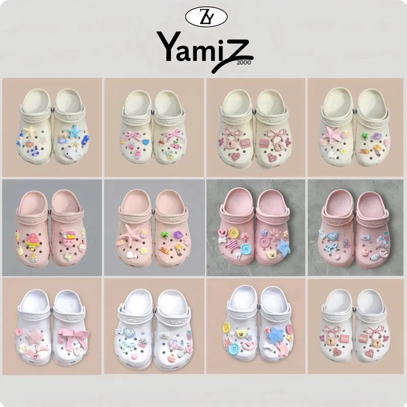 [YZ02] Dép sục Yamiz quai hậu NAM NỮ 2026 đúc nguyên khối EVA mix kèm charm xinh- chống trơn trượt - thời trang dễ thương