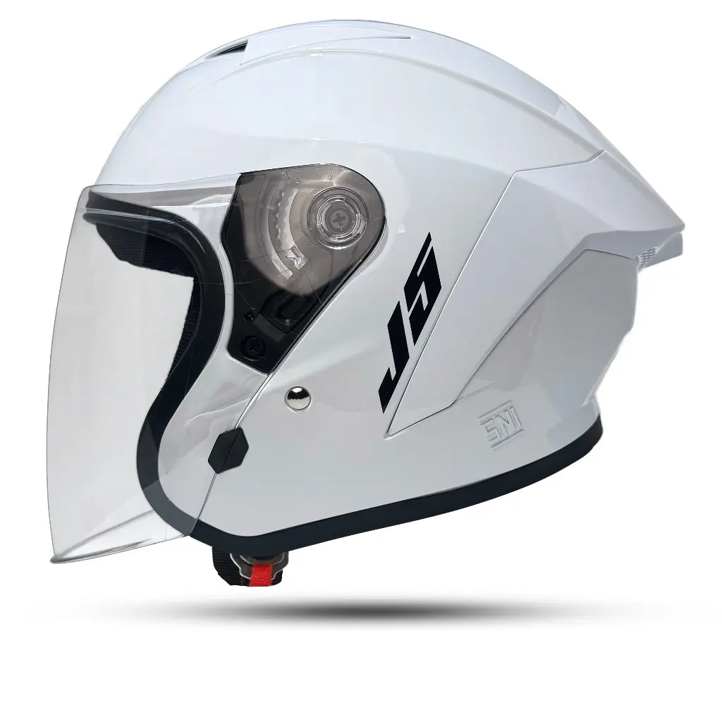 Helm Half Face Terbaru Kekinian Mla J5 Polos Putih Kaca Bening/Clear Helm Half Face Dewasa SNI COD Sudah Termasuk Free Packing Box Dus Bubble Wrap Termurah