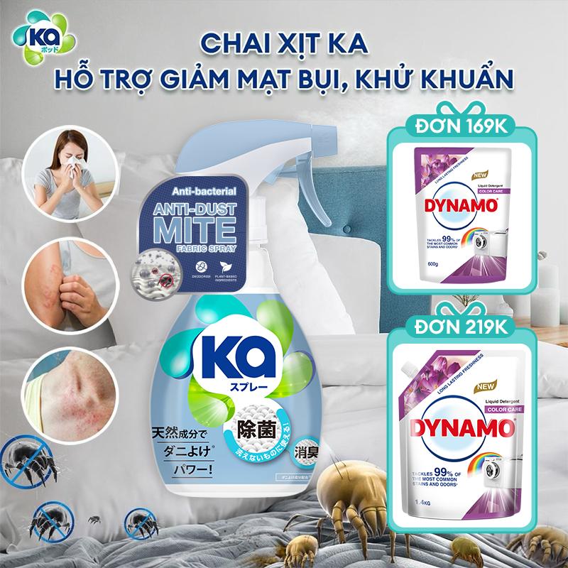 [DUY NHẤT 10-20/10] [LIVE - ĐƠN 169K NHẬN QUÀ] Xịt Mạt Bụi Nhà KA Kháng Khuẩn và Khử Mùi (320ml/Chai) - Dành Cho Giường, Nệm, Sofa, Rèm Cửa, Nón Bảo Hiểm Làm Sạch