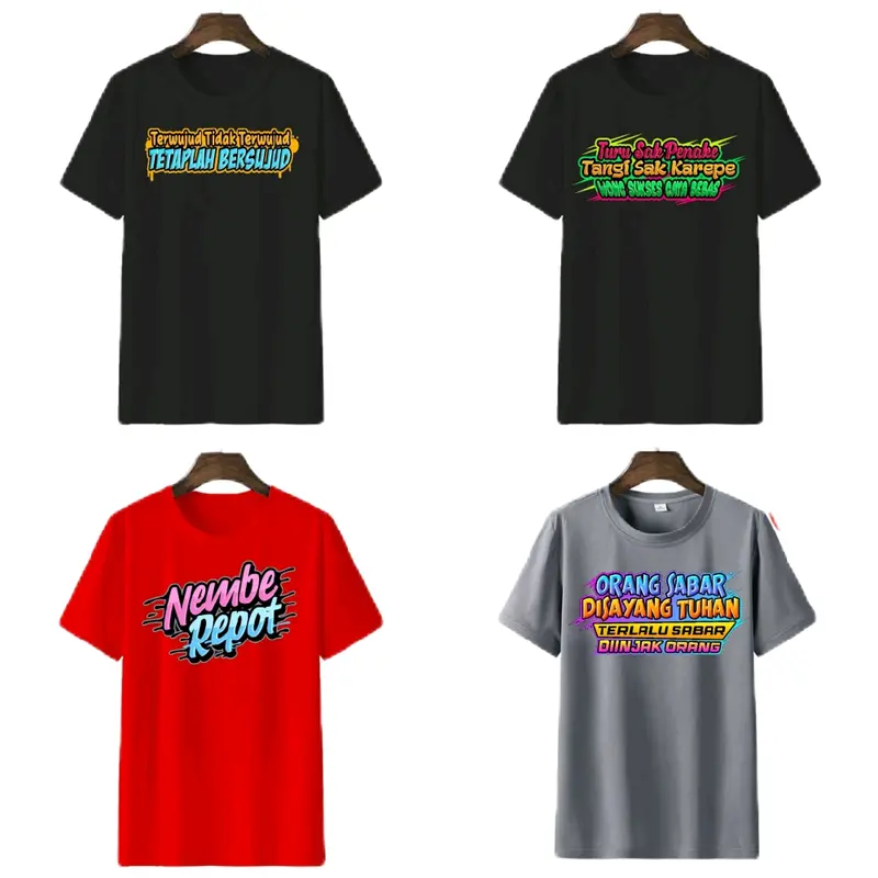 Paket 100rb 8 motif kata-kata keren Kaos kata-kata lokal Baju Oblong Atasan Dewasa Lengan  Pendek 2