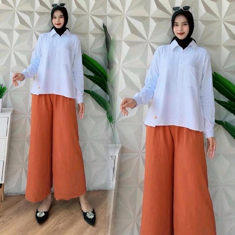 Celana Cringcel Airflow kulot panjang tali serut pinggang full karet ada saku aktif kanan kiri Bawahan Crinkle Wanita 3
