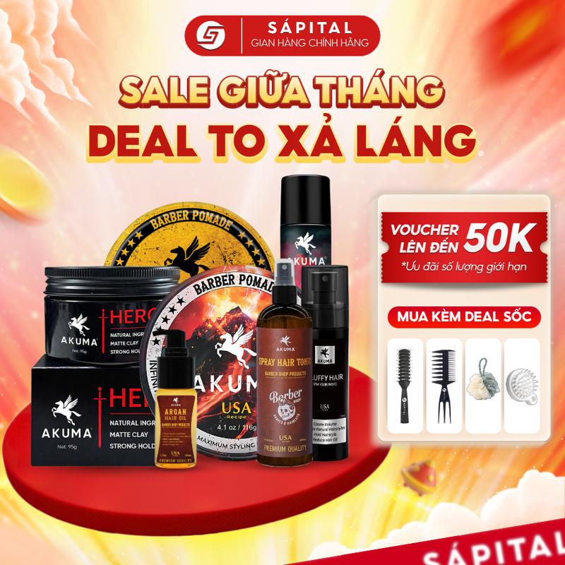 Sáp vuốt tóc AKUMA Infinity Clay & Pomade | Gôm Xịt Tóc Giữ Nếp 12H | Xịt tạo phồng hỗ trợ cấp ẩm & Dưỡng Tóc, Chăm Sóc Tóc