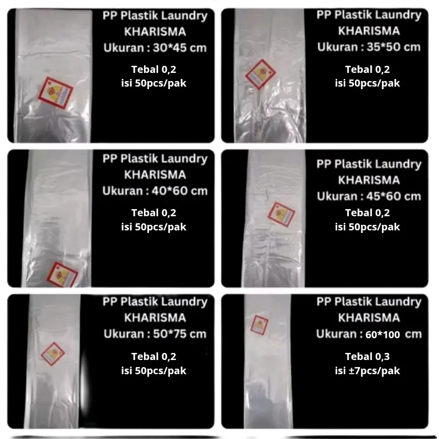 Plastik Laundry 40x60cm merk Kharisma/Kantong Plastik Laundry isi 50pcs/pack tebal 0,2