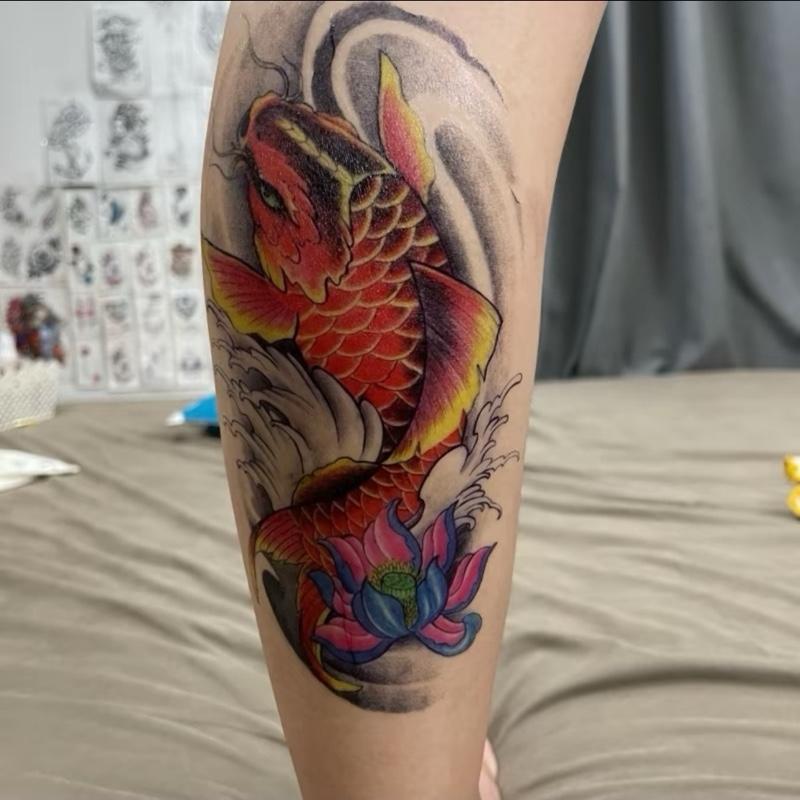  Sét 2 tấm cá chép hình xăm dán tạm thời 