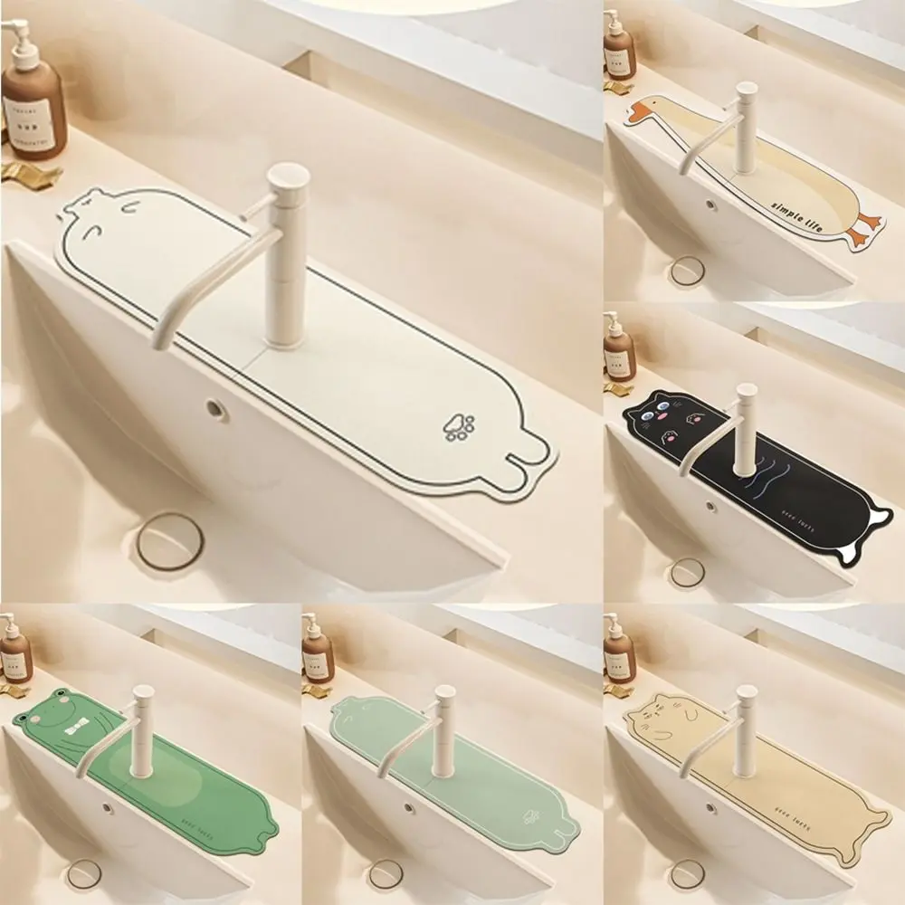 Cartoon Diatomite Faucet Absorbent Mat Countertop Protector Multifunction Faucet Absorbent Pad Convenient Splash Sink Splash Guard kitchen