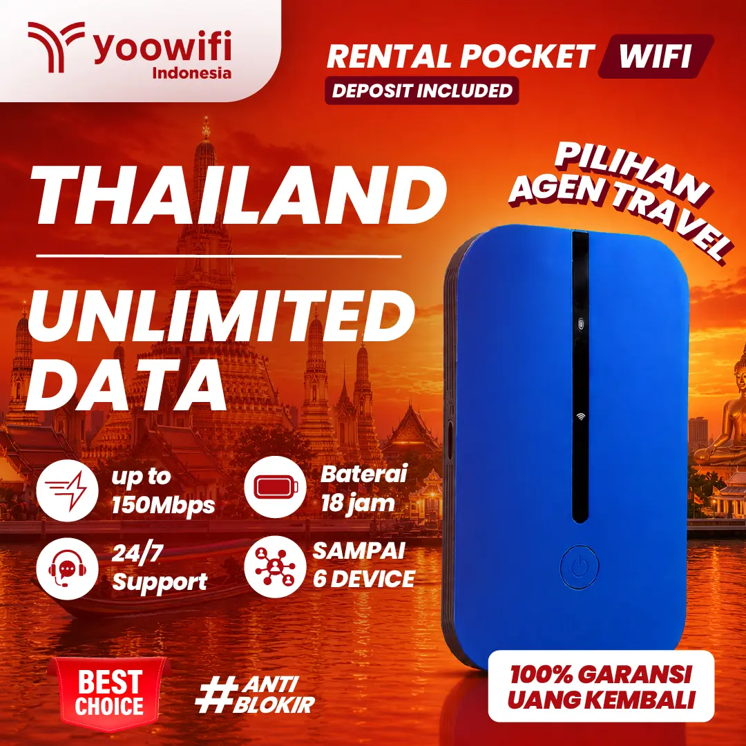 Yoowifi Pocket Wifi Thailand Unlimited Highspeed | Wifi Portable Internet Roaming Wifi Saku Travel