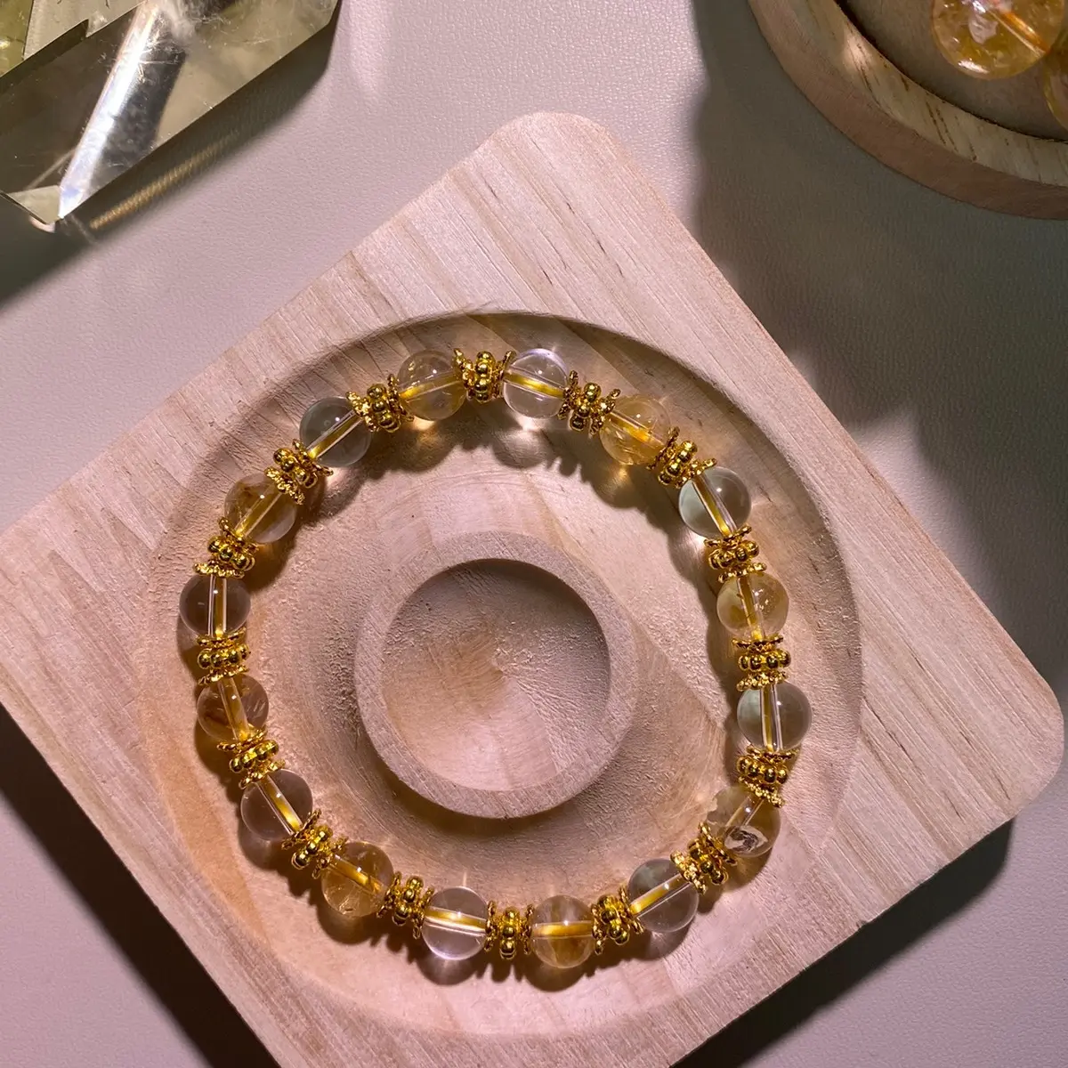 CUSTOM Citrine & Clear Quartz in gold hardware