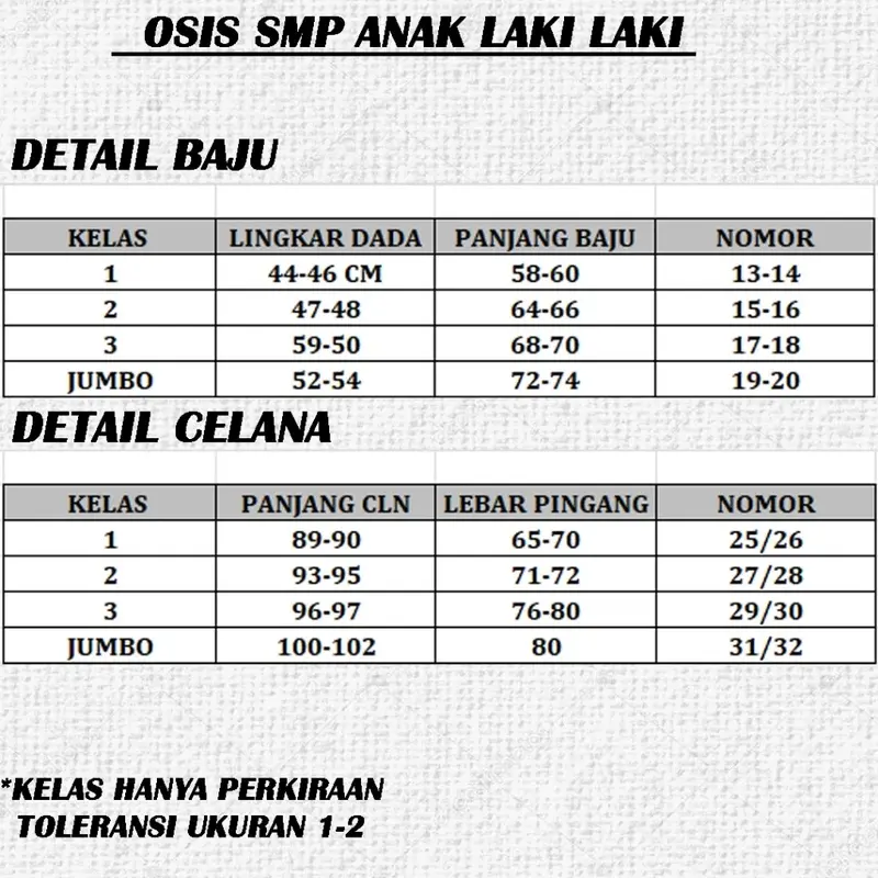Setelan Seragam SMP Laki-Laki Baju Pendek Celana Panjang Bordir 3