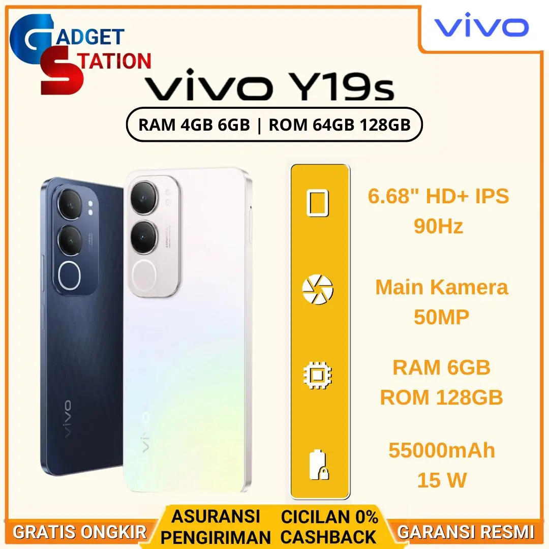 HP VIVO Y19S 4G RAM [4/64GB] [4/128GB] [6/128GB] GARANSI RESMI INDONESIA