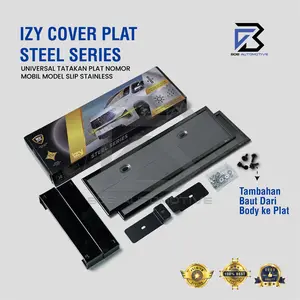 IZY Cover Dudukan Tempat Frame Breket Bingkai Rumah Tatakan Plat Nomor Mobil Model Slip On Besi Stainless Steel Anti Karat