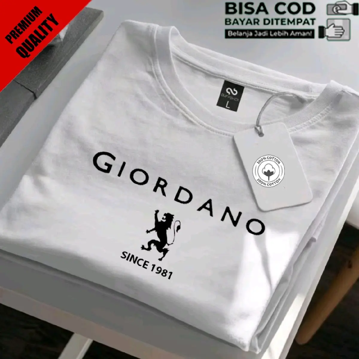 Promo !! Baju Kaos Distro GRDN LION BW HITAM Premium Quality Kaos Cotton Combed 30s Lengan Pendek T-Shrit Koas Unisex Pria/Wanita Nyaman Panjang