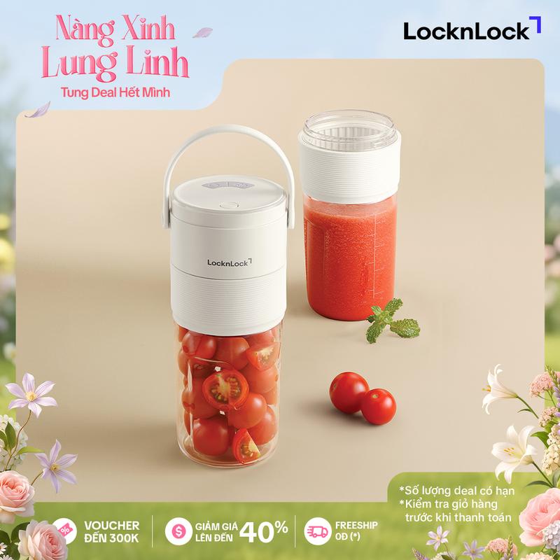 Máy xay sinh tố cầm tay LocknLock - EJJ346IVY Vacuum portable blender 70W, 475ml - Chức năng hút chân không - Màu ngà
