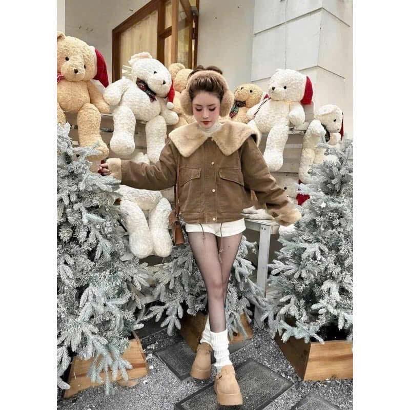 [XẢ KHO QC] Áo Khoác Kaki Lót Lông Tho ,Phối Cổ Lông Mềm Mịn Siêu Xinh.Mã 2772 Women