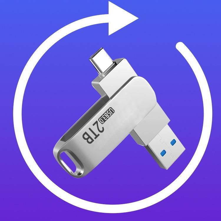 Ổ đĩa Lung Linh USB, Vật liệu kim loại, Dung lượng lớn tốc độ cao (2000GB, 512GB), Sử dụng kép OTG cho Type-C và Micro, Thích hợp cho việc học tập và sử dụng văn phòng, Ổ đĩa U 1TB 6