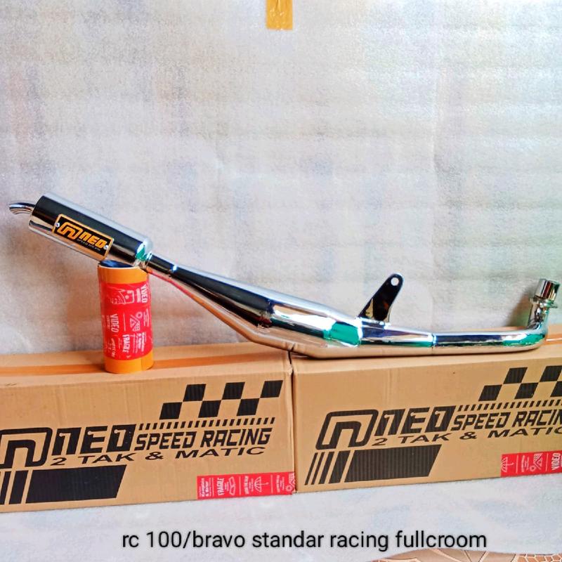 Knalpot RC 100 Bravo Full Croom Suara Garing Kemrincing Original Produk Neo Speed Racing Motor Motorcycle 0