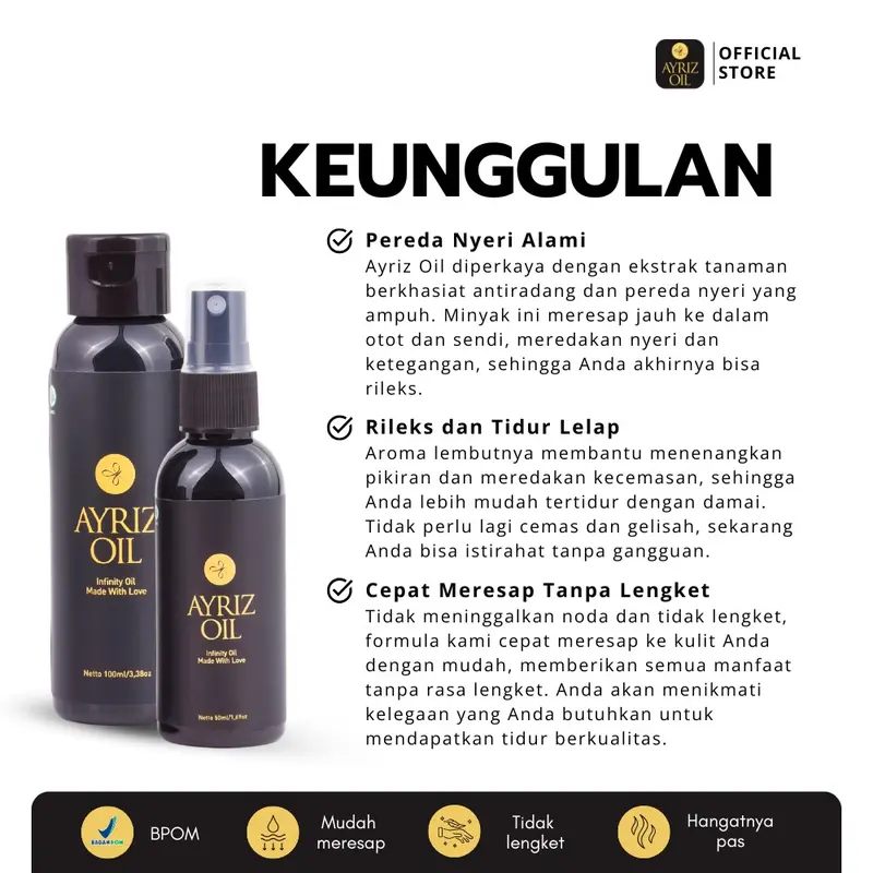 Ayriz Oil 100 ml Minyak Terapi Herbal Minyak Urut Minyak Balur Nusantara Massage Oil 1