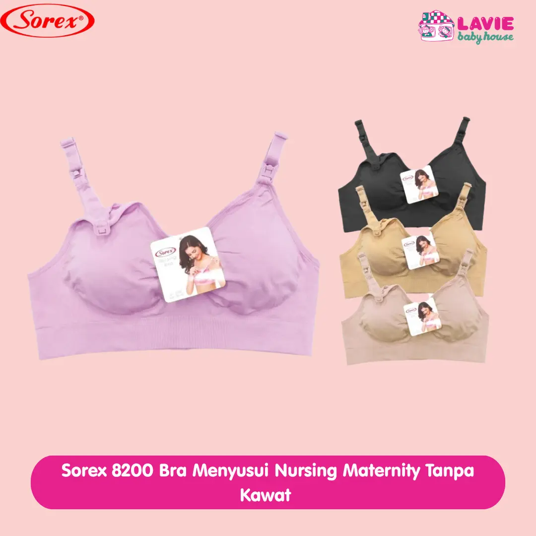 Sorex 8200 Bra Menyusui Nursing Maternity Tanpa Kawat Busa Sedang 3/4 Cup Kait 3 Size 34-42 - BH Ibu Menyusui Nyaman Lembut & Support Harian - Lavie Baby House