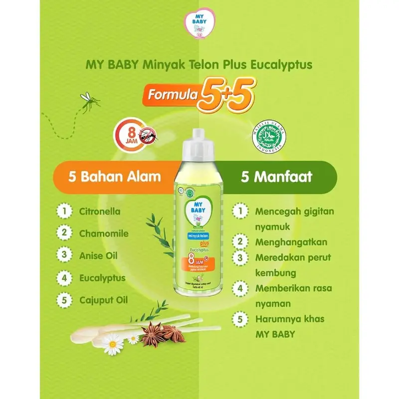 3 PCS Minyak Telon Plus Eucalyptus MY BABY 150ml 3
