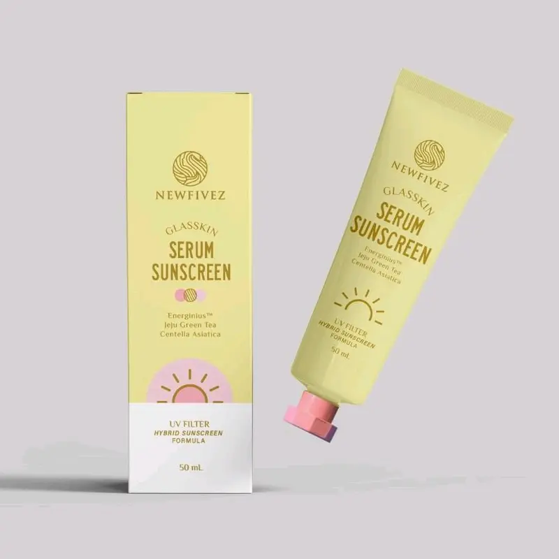 Newfivez Serum Sunscreen spf 45 pa+++ hybrid sunscreen  Perawatan Wajah Mencerahkan Berjerawat Kering untuk kulit kering dan bruntusan 3