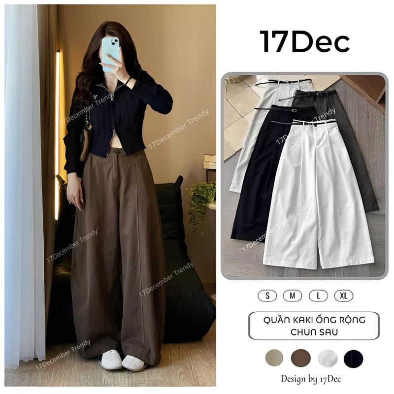 Quần Kaki Ống Rộng Fom Thụng 17Dec-5084 Quần Suông Kaki Basic Chun Sau Kiểu Dáng Hàn Quốc Thoải Mái Thời Trang Dễ Phối