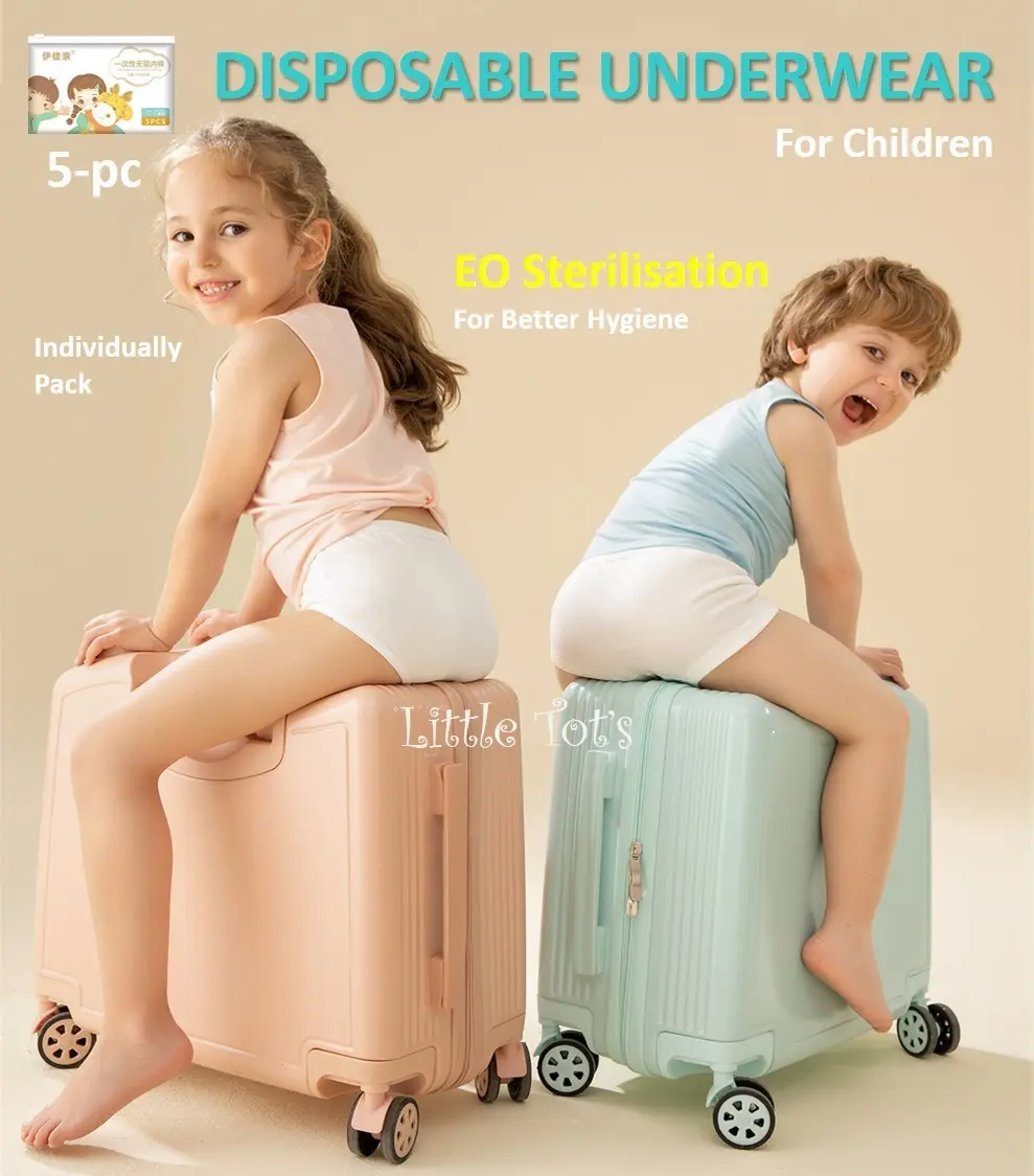 Disposable Underwear (5-pc) Children Underwear Kids Underwear Panties Boxer Portable Girl Boy Panties Brief Travel & Home Wear