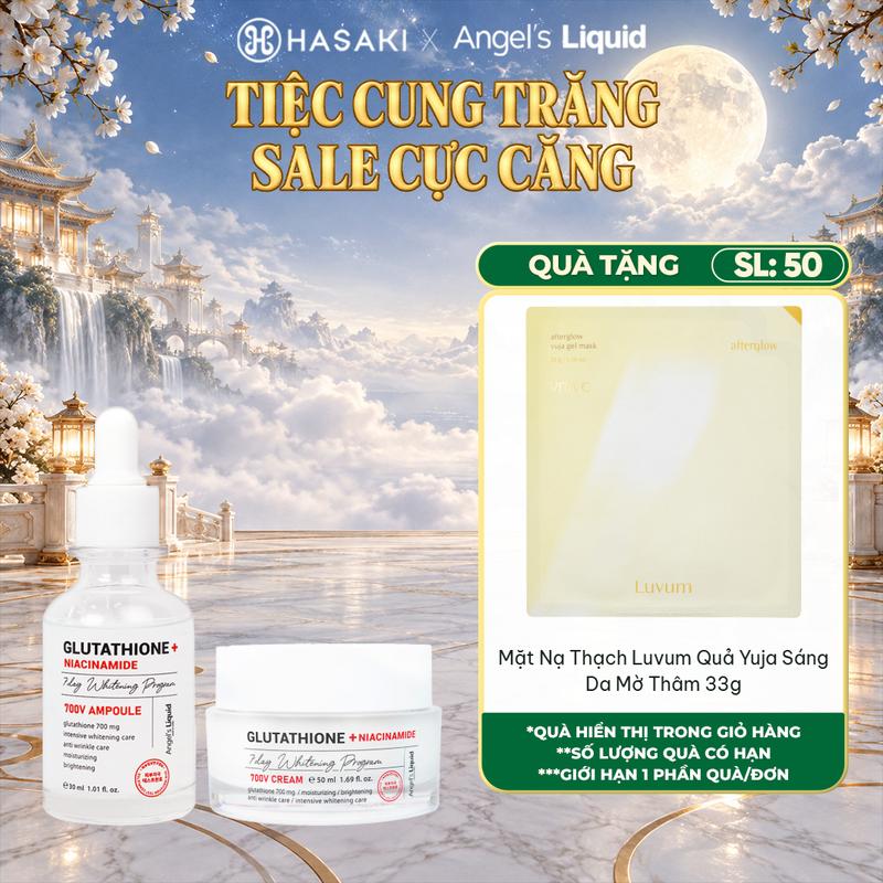 Combo Angel's Liquid Tinh Chất + Kem Dưỡng Mela Zero Ampoule + Cream | HASAKI B