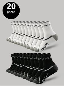 Calcetines deportivos para hombre de color sólido a media pantorrilla, transpirables y casuales para todas las estaciones, diseño ajustado y sencillo, paquetes de 5/10/20 pares