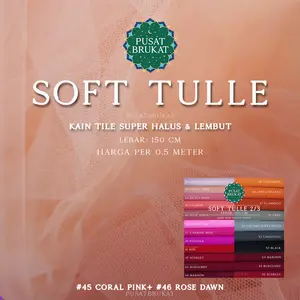 KAIN SOFT TULLE - KAIN TILE METERAN / BAHAN TULE POLOS HALUS & LEMBUT. [harga utk per 0.5m] Souvenir Black