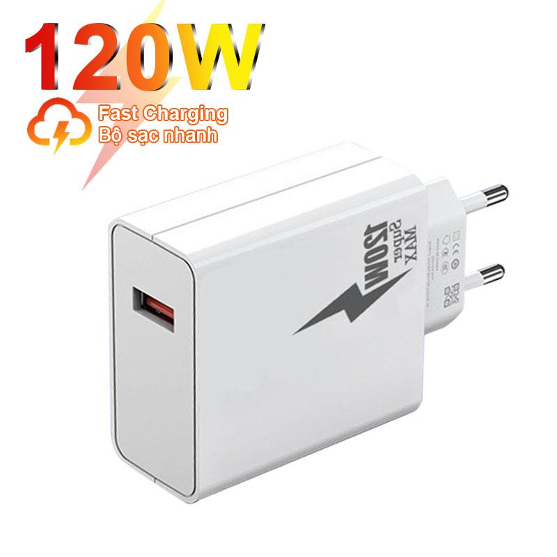 Củ sạc nhanh 120W cho Xiaomi Redmi Vivo Oppo Huawei EU/US Trắng Bộ sạc điện thoại di động - Phụ kiện điện thoại di động