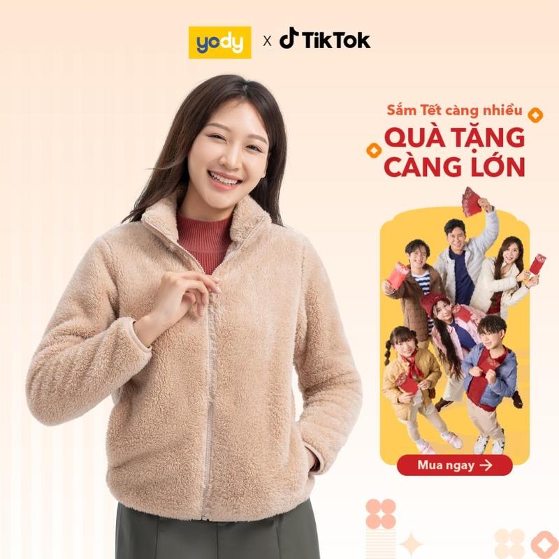  YODY Áo Khoác Nữ Giả Lông Cừu Mềm Mại Cao Cổ SKN6048 