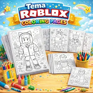 20 LEMBAR KERTAS MEWARNAI UKURAN  A5 & A4 - TEMA ROBLOX