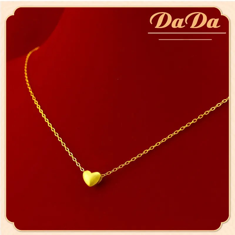 Chain for women original 916 gold-plated matte small love pendant necklace jewelry for girlfriend's birthday gift