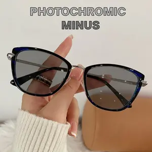 Kacamata Fotokromik Minus Fashion Korea Retro Anti Blue Light Anti Radiasi Model Cat Eye Minus Lens cateye-18 Photochromic Indoberkah88 BISA COD