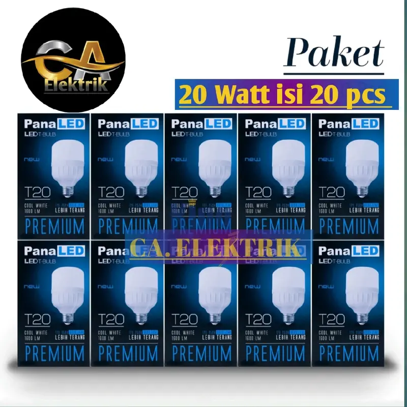 Paket Usaha isi 20 pcs Lampu Panaled Premium T20 Bohlam Kapsule Cahaya Putih Terang 20 Watt (Isi 20 Pcs) 0