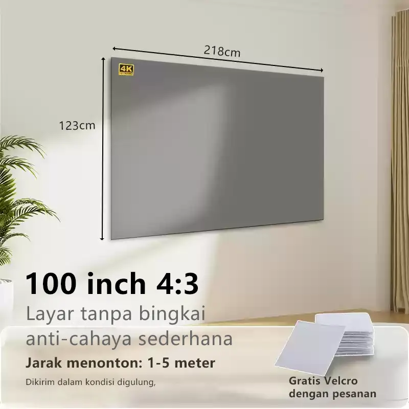 【PixGo SCREEN PROYEKTOR】layar proyektor kelas Anti Light Screen 100 Inch - Grey Accessories Home theater curtains Ultra-high-definition curtains Accessories 2