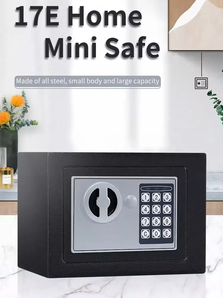17CM Digital Security Box - Compact Steel Combination Lock Box with Electronic Keypad - Portable Money Safe for Cash Savings