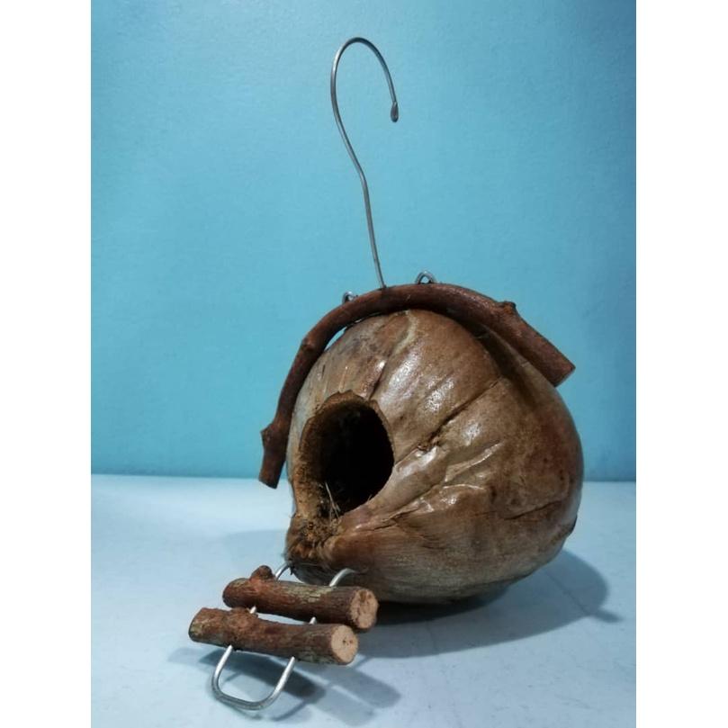 Coconut Shell Hut Sugar Glider Birds Cage Kelapa Burung House Rumah Sangkar