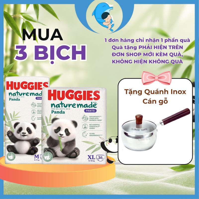 Combo 3 Tã Quần Huggies Naturemade Panda M56/L42/XL36/2XL24 MECAHEO