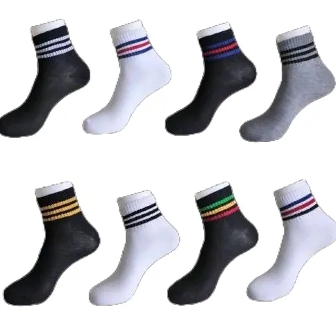Paket 6 Pasang Kaos Kaki Lembut Nyaman Panjang 3/4 Diatas Semata Kaki Skate Oldschool Motif Stripe Dewasa Lembut 1