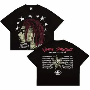 Woopie Project Boxy Crop Fit Oversized Pria Wanita Hitam Katun Combed 20s 200gsm Lembut Kaos Distro Cowok Baju Vintage Skena Sablon