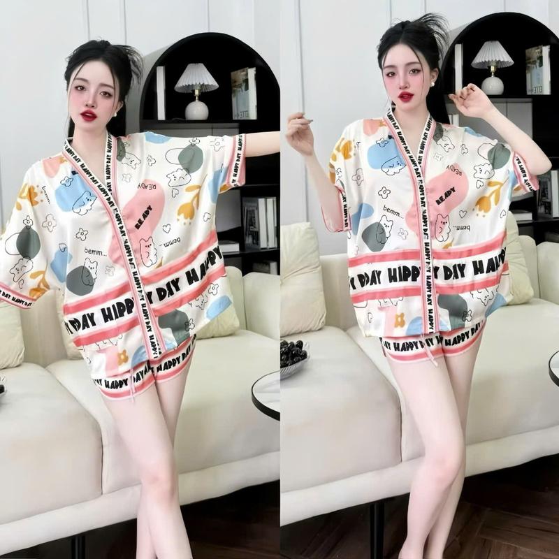 Set Bộ ngủ nữ set ngủ nữ pijama mặc nhà set bộ đồ ngủ pyjama Hisexy Lụa Latin P18
